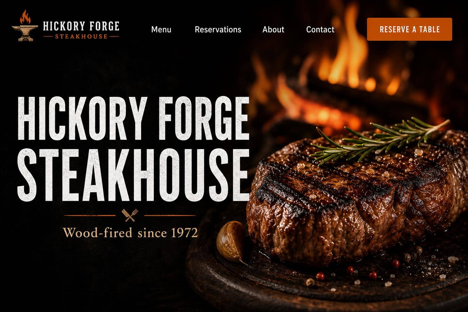 Steakhouse website demo for Lake Cumberland restaurants with digital menu and reservations