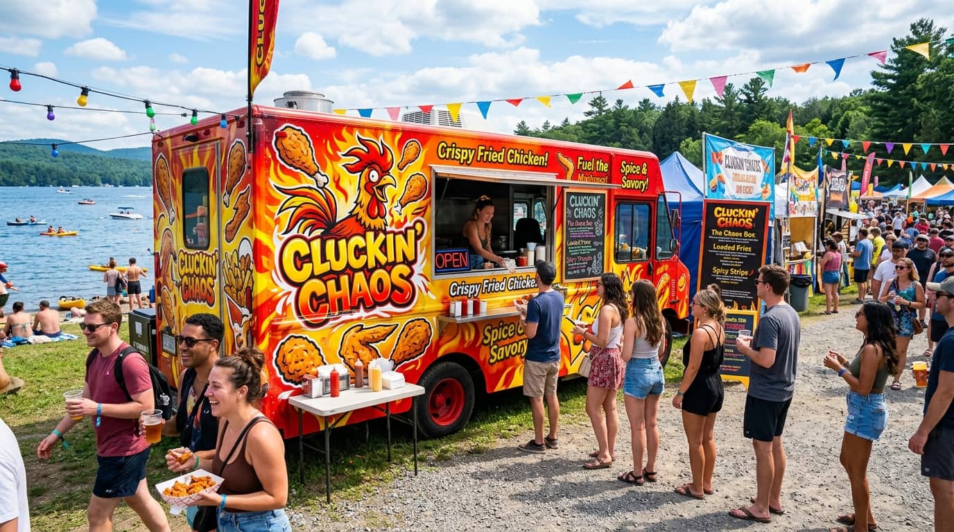 Chicken food truck website demo for Lake Cumberland with digital menu and location updates