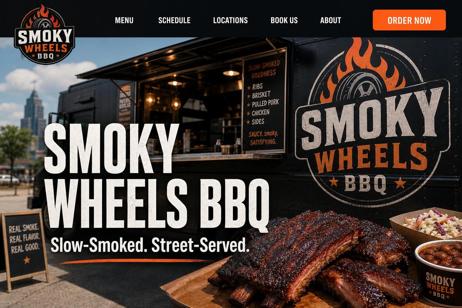 Smoky Wheels — live demo website for a food truck business near Lake Cumberland, handcrafted in Monticello, KY